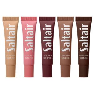 imageSaltair Hydrating Lip Oil Balm Clear and Tinted Lip Gloss Essentials Shades 5Pack Moisturizing Vegan Conditioning for Dry Cracked Lips with Glossy HighShine Finish Coconut Vanilla FlavorEssentials Shades